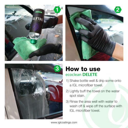 how to use ecoclean delete to remove waterspots on car's body paint and panels