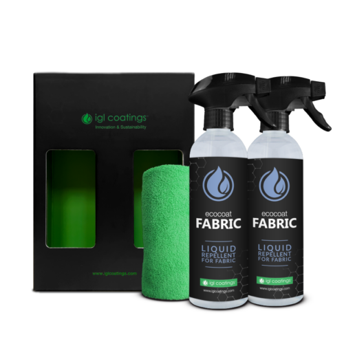 ecocoat fabric in twin pack option alongside a microfiber towel