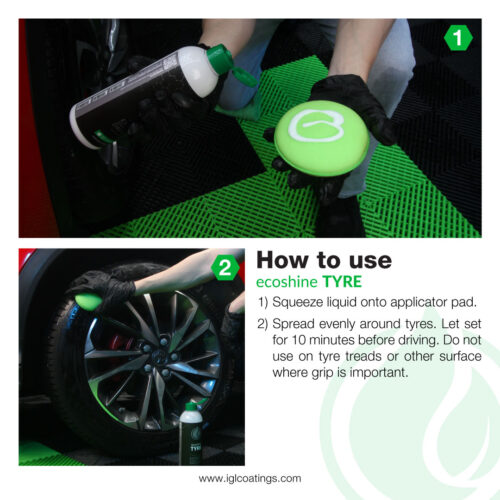 how to apply tyre dressing, low sling zero voc, tyre shine