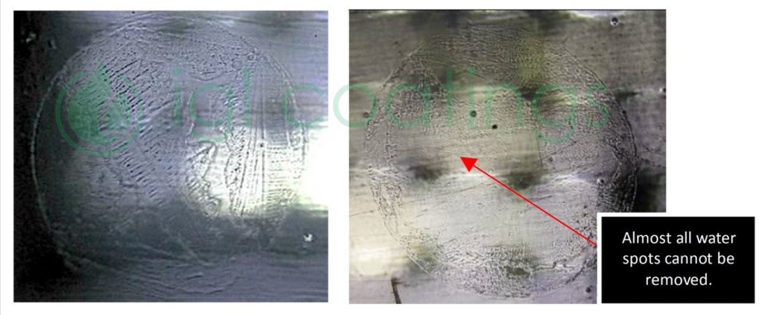 Uncoated Panel that was exposed to MgSO4 for 48 hours, showing signs of water marks