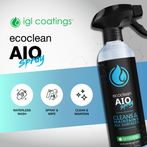 ecoclean aio spray, all in one waterless wash, easy to use and spray and wipe, super easy as a cleaner and maintenance for light watermark remover as well