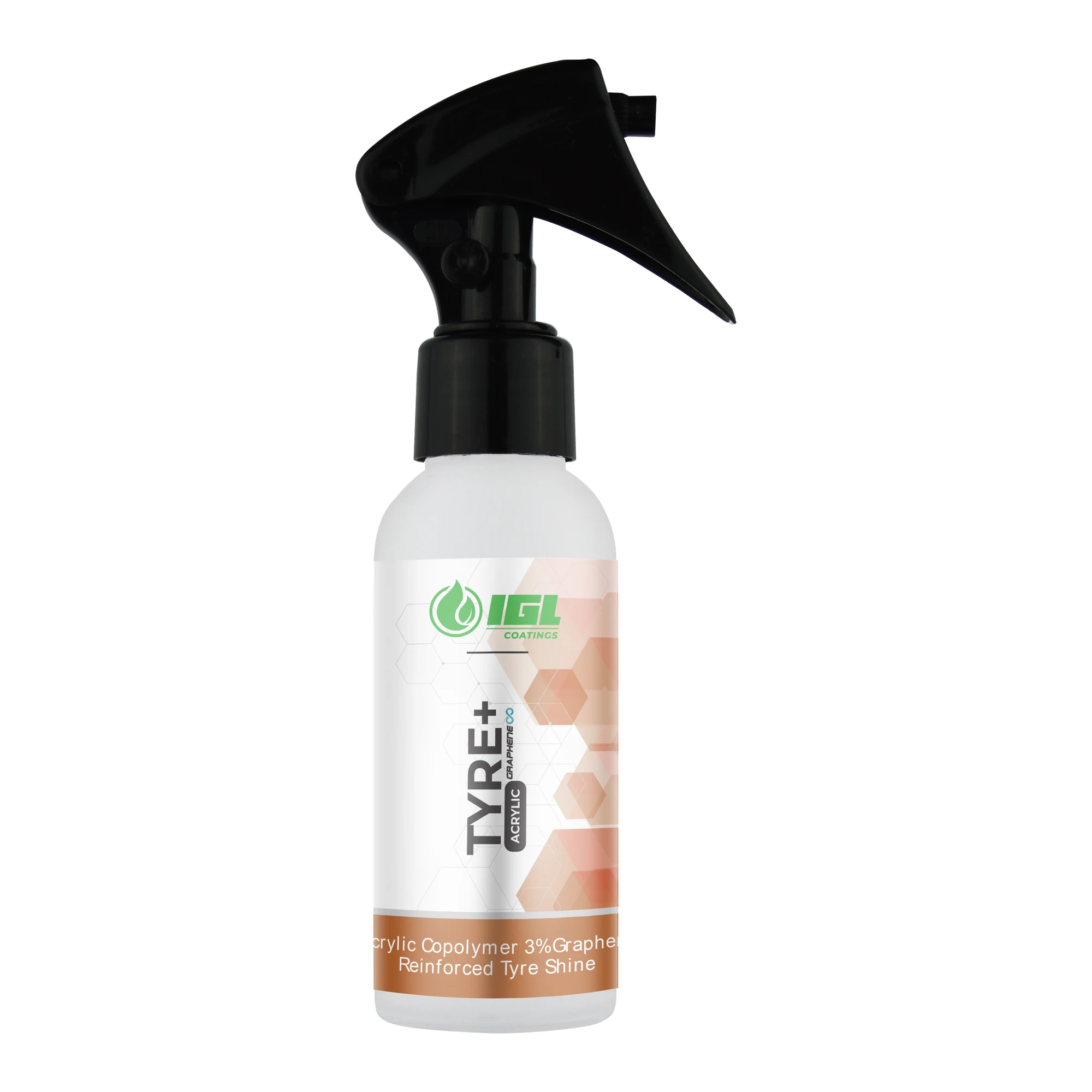 Tyre+ Acrylic small white trigger spray bottle with black nozzle